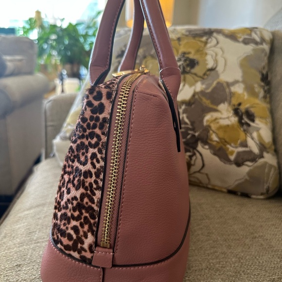 Vince Camuto Kime Tea Rose Leopard Print Handbag Calf Hair - Picture 9 of 16